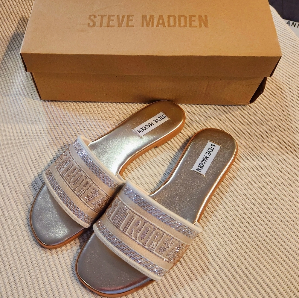 Steve Madden St Tropez KNOX-R GOLD flats sandals NIB
